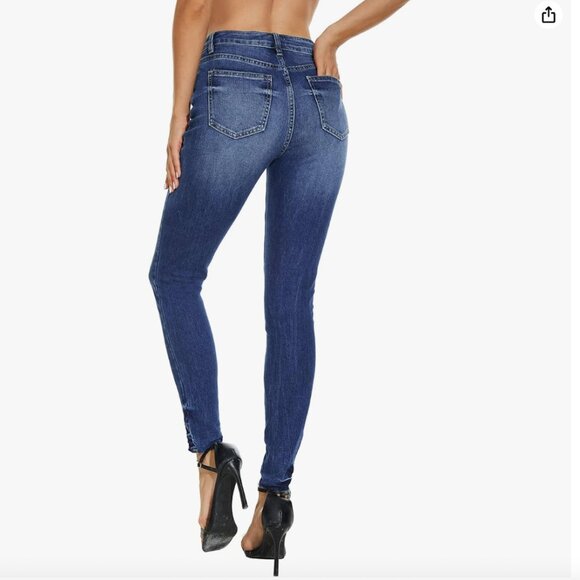 VIPONES Women's Skinny Jeans Stretchy High Rise Tummy Control Trendy Jeggings De - Picture 4 of 7